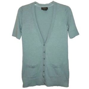 Eddie Bauer Cotton Short Sleeve Cardigan Sweater in Aqua Green Women’s XS